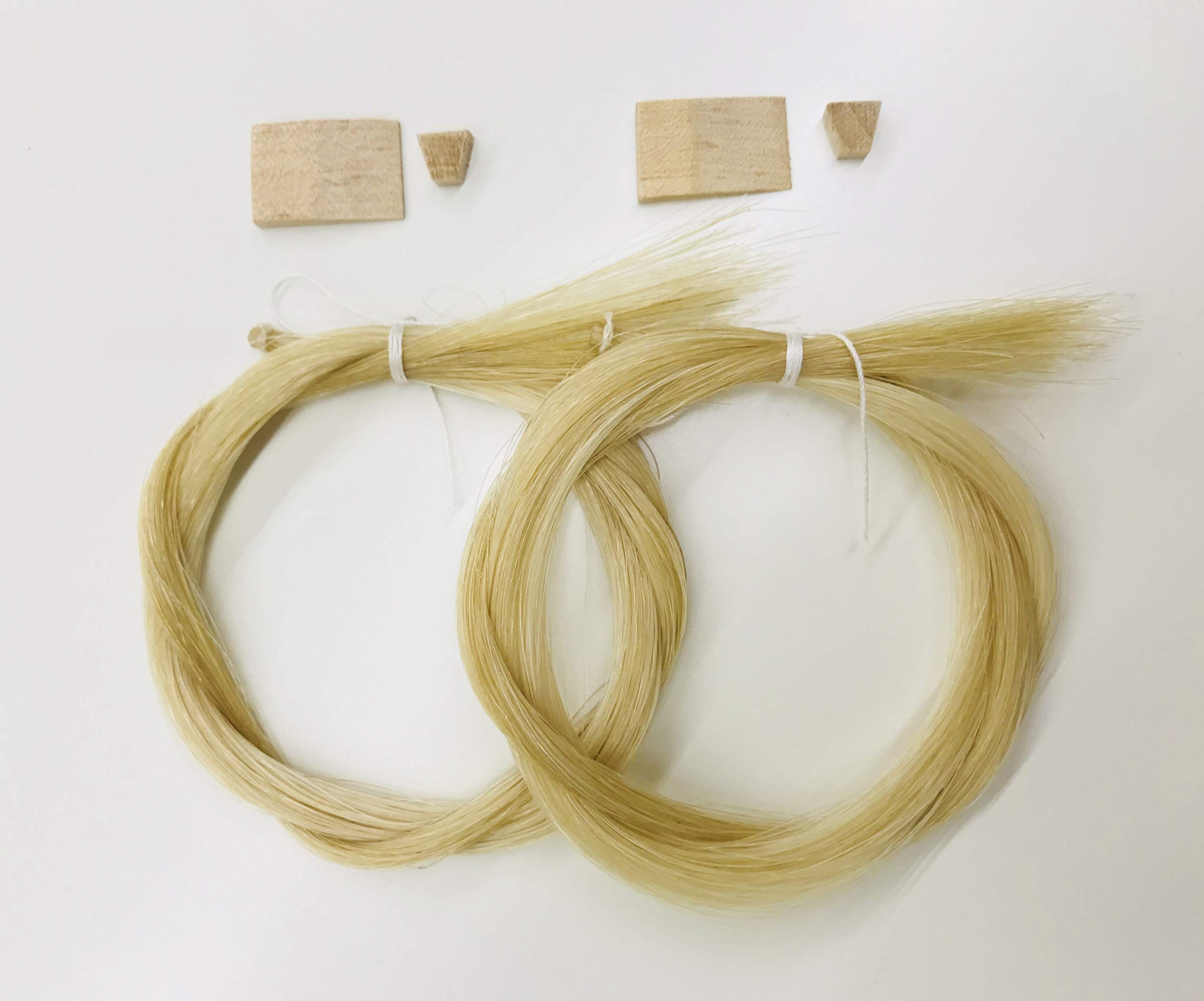 MI&amp;VI Mongolian Horse Hair for Violin, Viola Bows - Unbleached, White 29.5" (2 Hanks, Prepared, Includes Plug and Wedge) (2 Hanks)