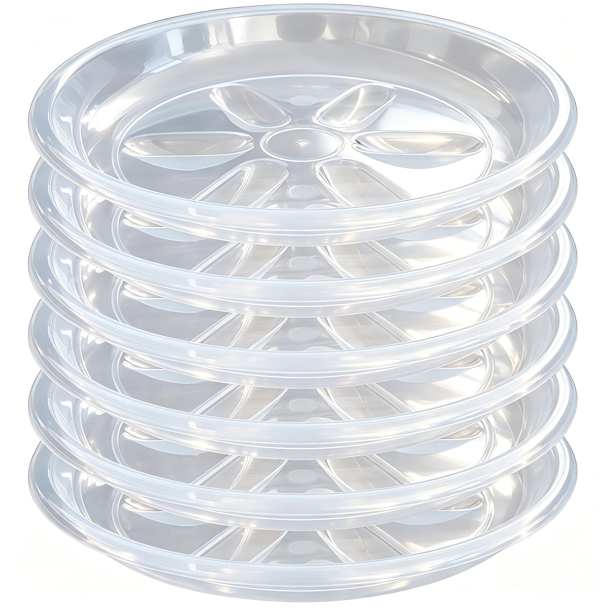 Plant Saucers - 6 Pack Heavy Duty Drainage Trays -1