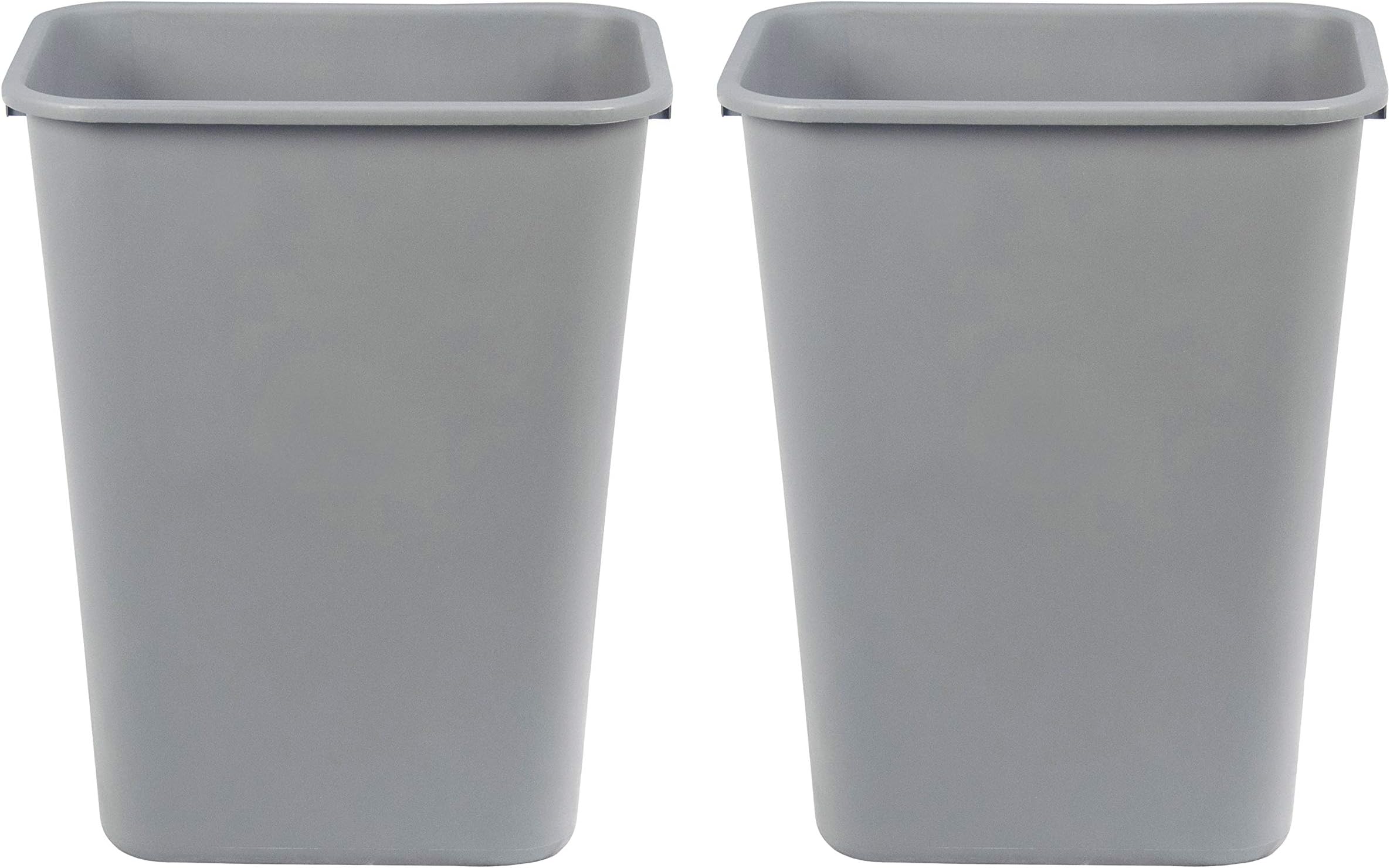 Rectangular Commercial Office Wastebasket, Easy to Clean, 10 Gallon, Grey, 2-Pack