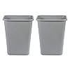 Amazon Basics Rectangular Commercial Office Wastebasket, Easy to Clean, 10 Gallon, Grey, 2-Pack