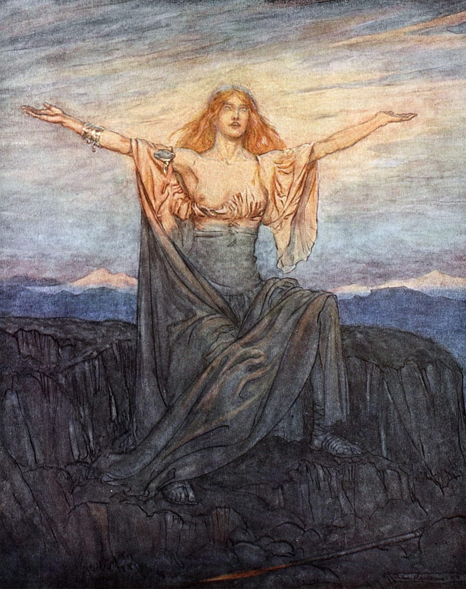 POSTERIIk Famous Animal Posters Vintage Picture Sun I Hail Thee Hail O Light Hail O Glorious Day by Arthur Rackham Modern Wall Decor for Home Decor 60x90cm