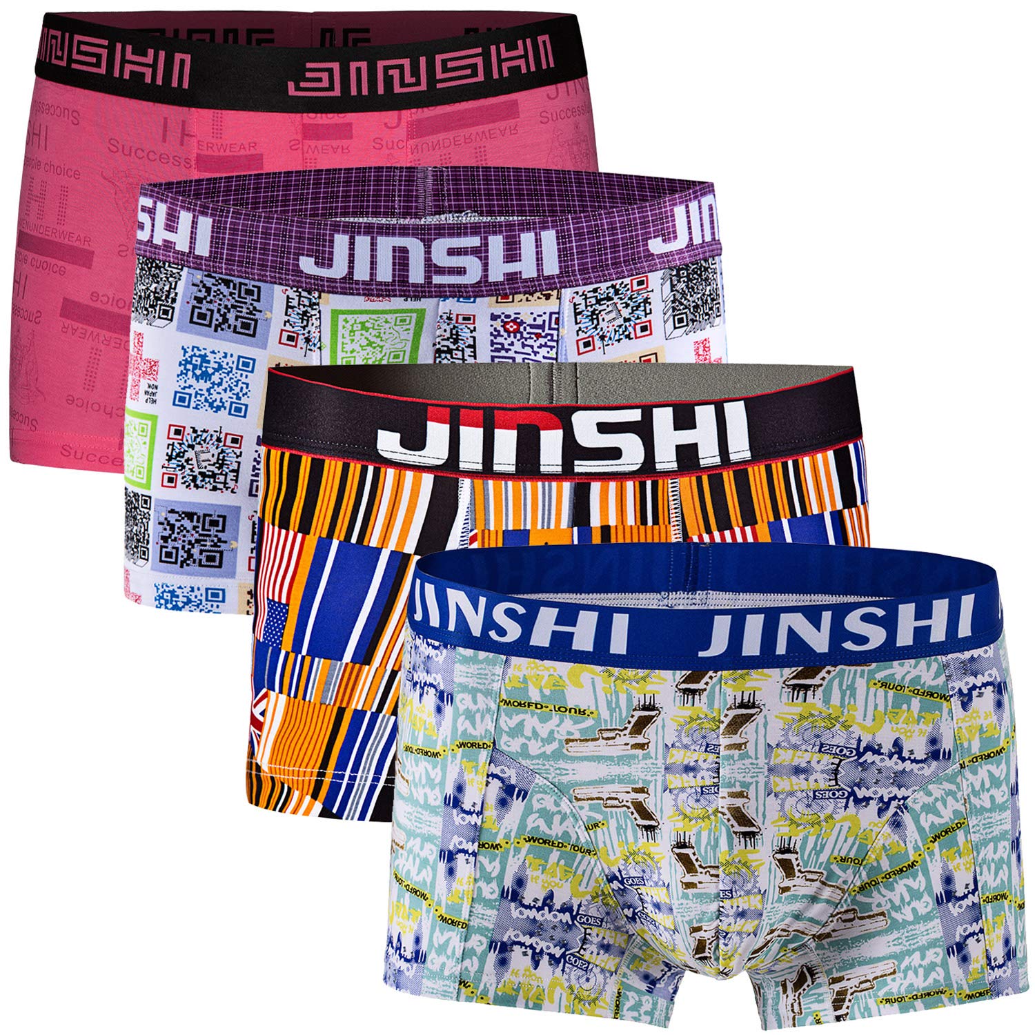 Mens Boxer Breifs Bamboo Underwear Trunks Comfortable Breathable 4-Pack