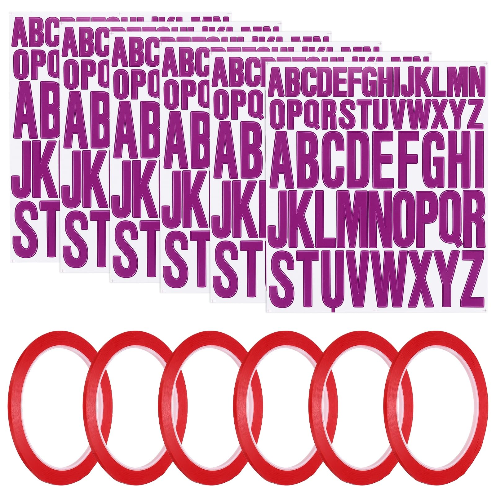 Autocollants lettres violet imperméables et ruban pinstripe rouge PATIKIL haute adhérence