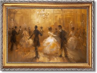 Retro Gold Framed Ballroom Dance Wall Art Romantic 19th Century Dancing Couple Canvas Oil Painting Prints Classic Impressionist Victorian Wall Decor for Home Girly Bedroom 12x16inch