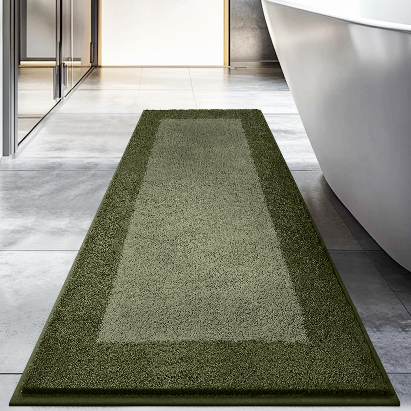 DOMUSTEX Washable Bathroom Rug 60 x 150 cm, Non Slip Bath Mat, Absorbent and Quick Dry Bath Runner Rug for Shower Bathtub, Sink, Floor