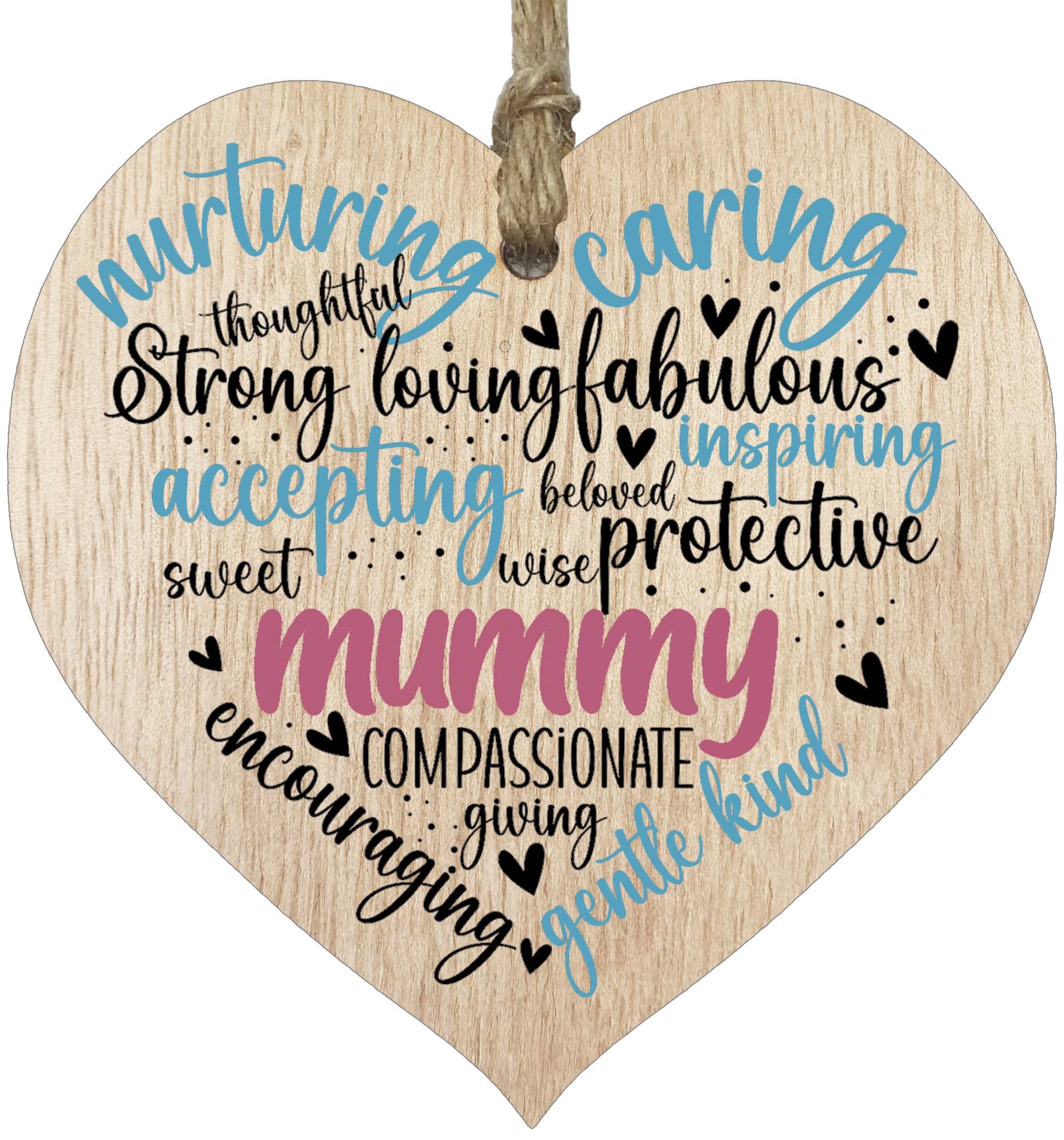 Stuff4 Mummy Birthday Gifts Wooden Heart Plaque, Light Wood Sign, for Her, Worlds Best Mummy Hanging Wood Heart, Mummy Mother, Presents For Mummy on Her Birthday - Made in The UK
