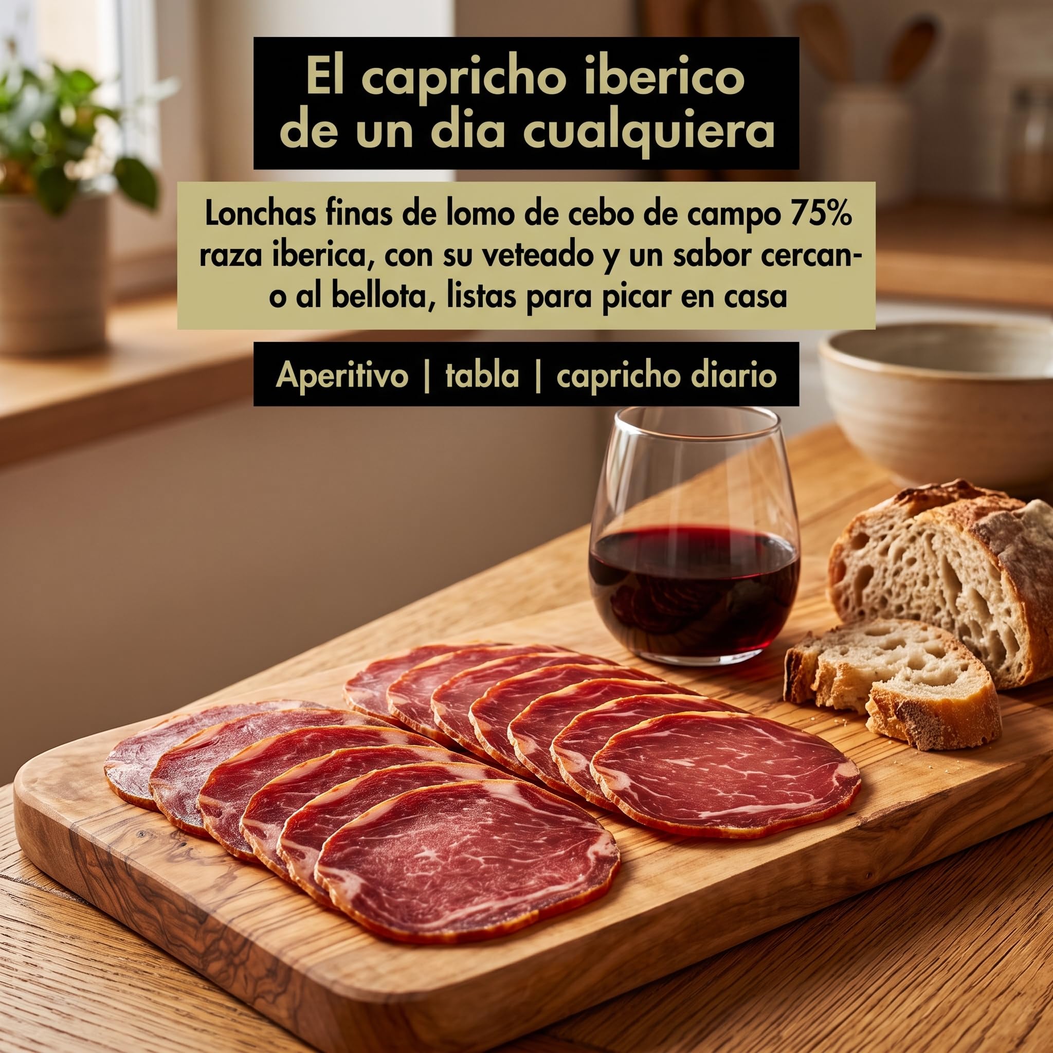 Lomo Embuchado Iberico Cebo de Campo 75% Raza Iberica Pieza Entera 700 g | Caña curada al vacio, curacion lenta; corta fina para tabla, aperitivo o bocadillo. Sin gluten ni lactosa. Cesta y regalo