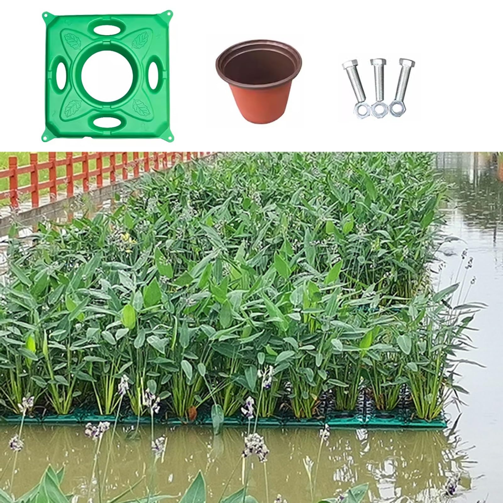 Generico Cesto Galleggiante per Piante acquatiche per laghetti di Grandi Dimensioni, migliora la Crescita di Koi e laghetti per Pesci, cestini galleggianti per Piante per laghetti da Giardino, Kit PE