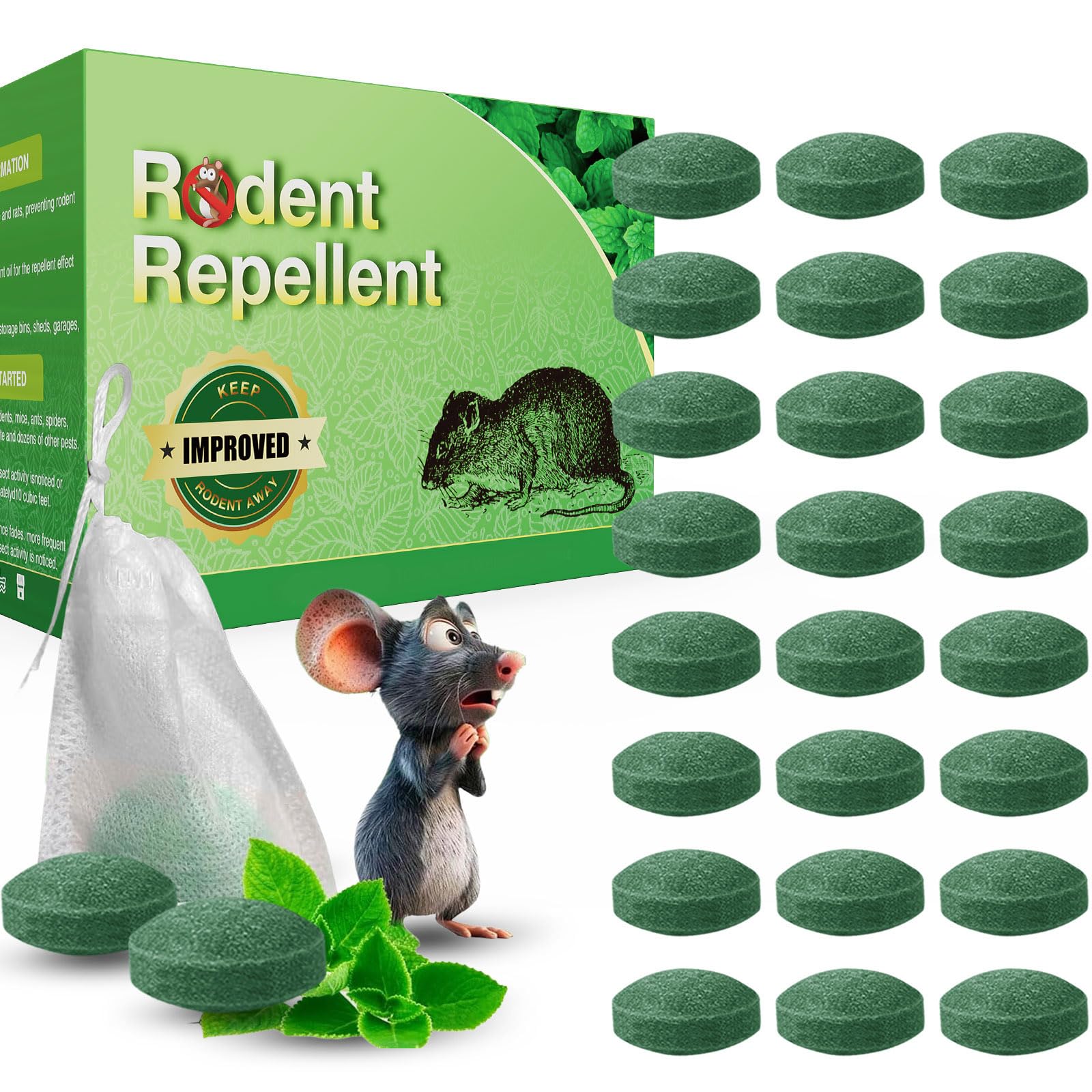 48P Rodent Mice Repellent, Peppermint Oil to Repel Mice and Rats, Rodent Mouse Repellent for Car, Natural Ingredients Rat Repellent Balls