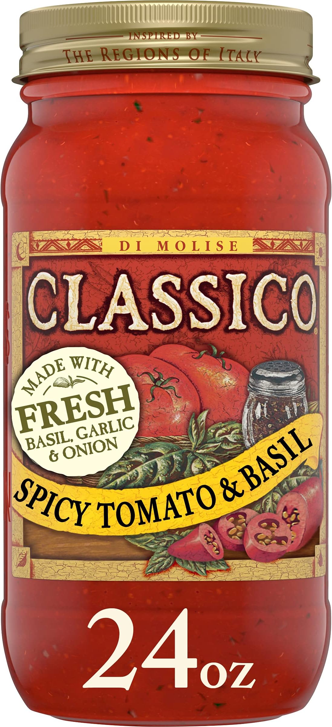 Classico Spicy Tomato and Basil Pasta Sauce (24 oz Jar) (Pack of 2) Grocery