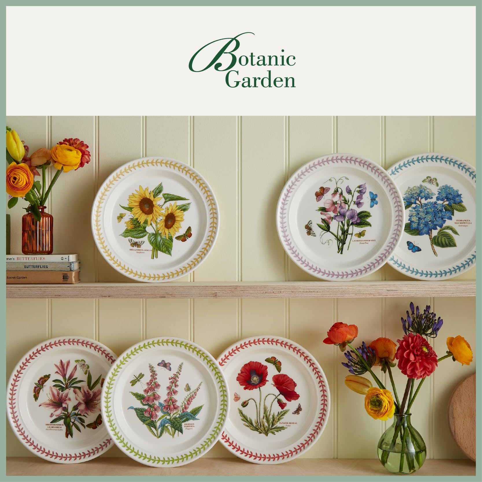 Portmeirion x Botanic Garden Meadow Speiseteller-Set – 6-teiliges Blumengeschirr (26,7 cm) aus feinem Steingut für den täglichen Gebrauch und stilvolle Unterhaltung Küche, Haushalt & Wohnen