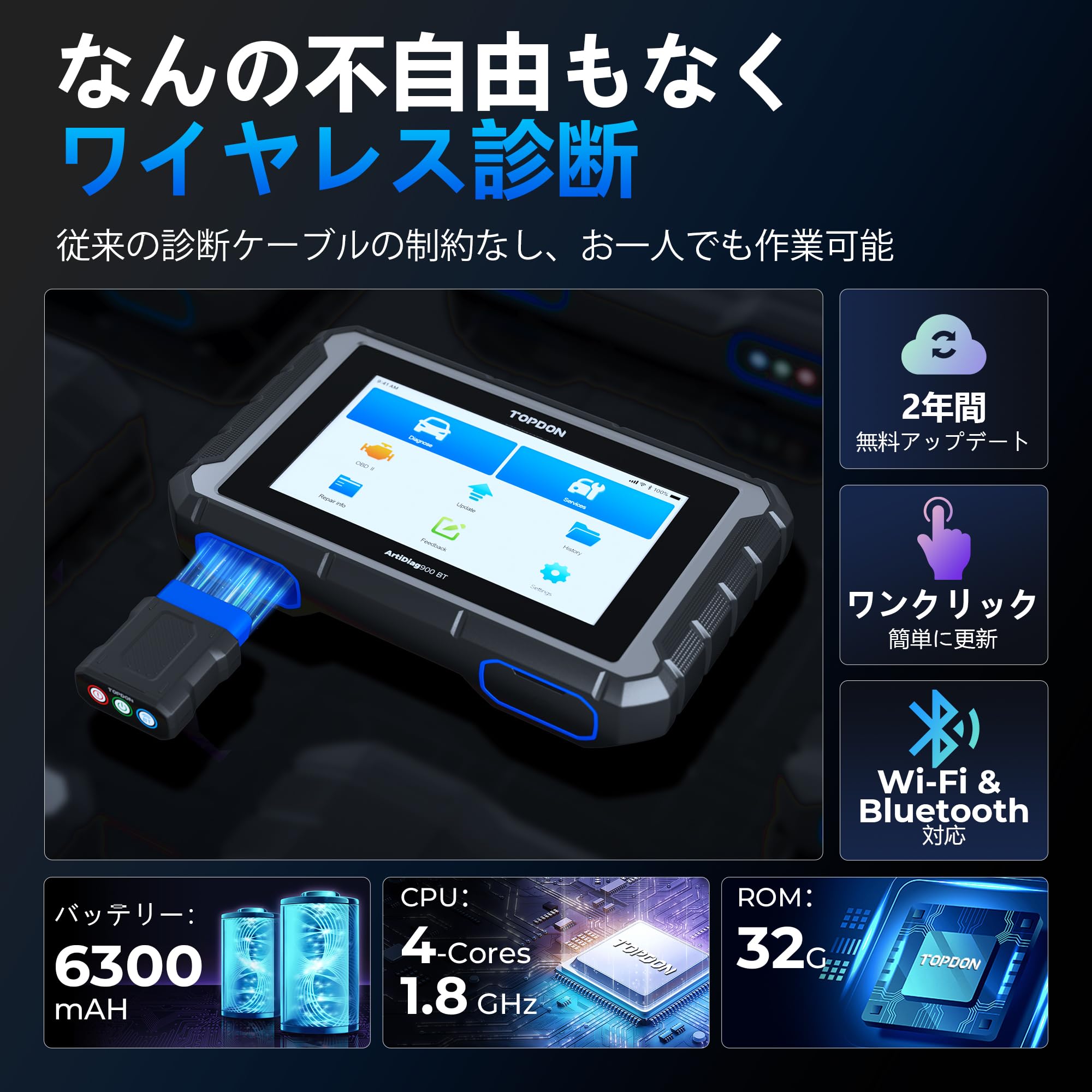 pimpadoct Amazon.co.jp: TOPDON obd2 診断機 日本語 AD900BT ECUコーティング 車 スキャンツール 故障診断機  28+リセット機能 アクティブテスト Bluetooth 全車システム診断【2024年 新モデル】 : 車＆バイク
