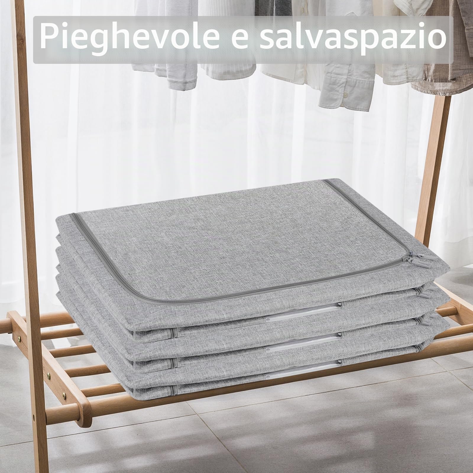 Scatole Rigide per Armadio XXL 2 Pezzi (24L/66L/100L) con Rinforzi Metallici - Organizer Salvaspazio, Contenitori Impilabili per Vestiti e Accessori