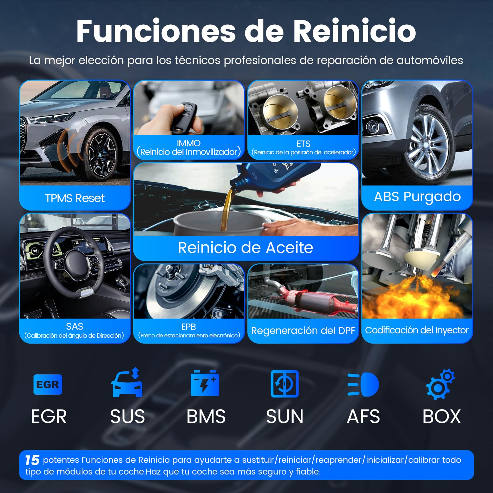 mucar DriverScan Adaptador Bluetooth OBD2 con Completo del Sistema | OBD2 Diagnosis Bluetooth Y 15 Funciones de Reinicio, Diagnosis Coche Multimarca Para Control Bi-Direccional/Codificación ECU