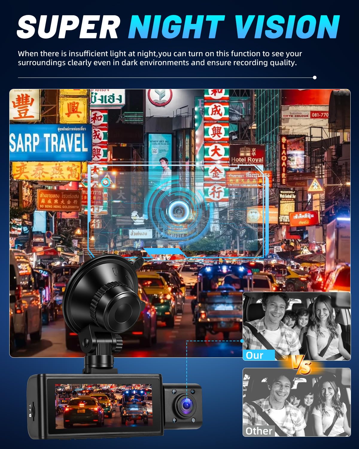 NHOPEEW Dash CAM 360° 2.5K con Cámara Frontal, Interior y Trasera, WiFi GPS Cámara para Coche, Visión Nocturna, Grabación en Bucle, G-Sensor, Tarjeta 64GB