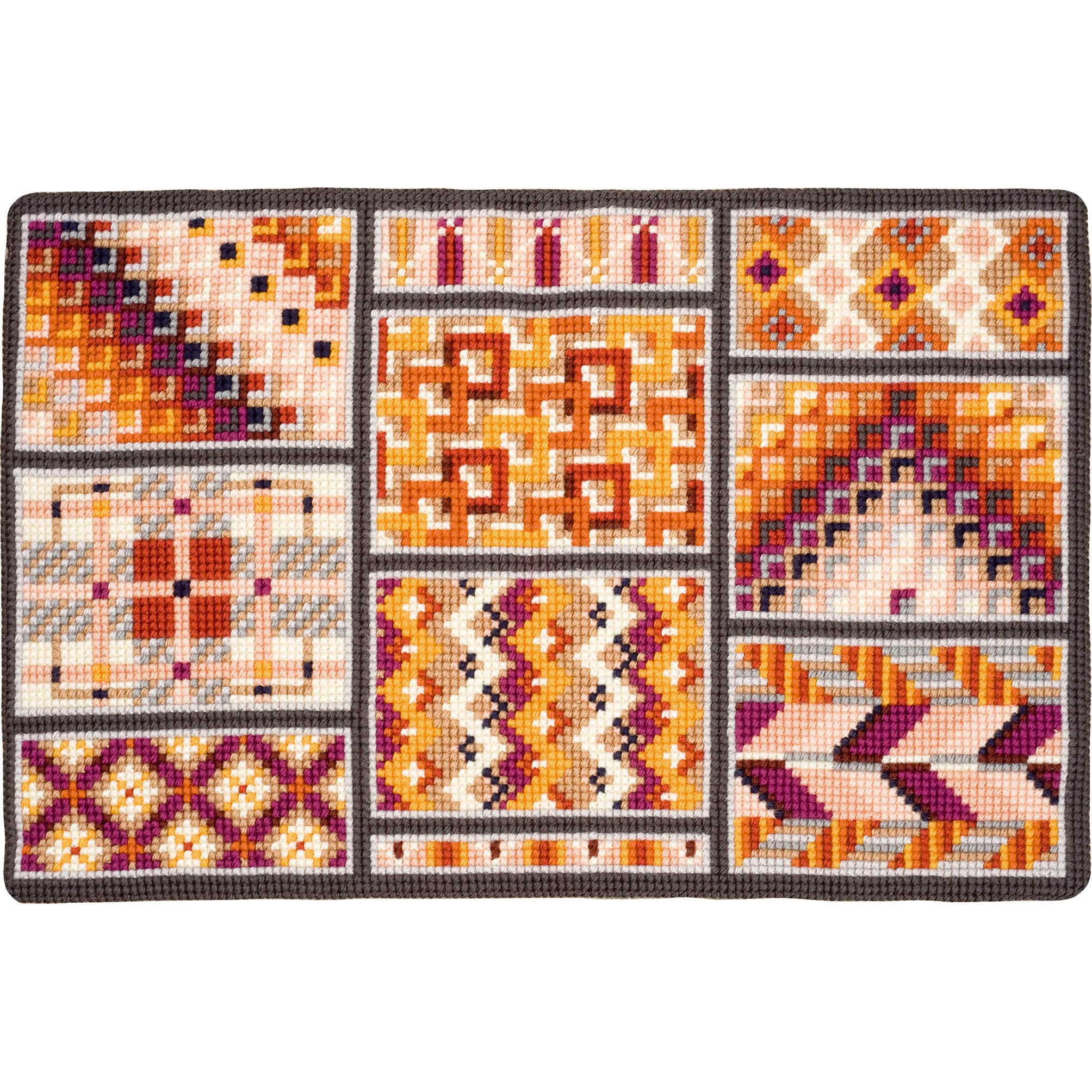 Vervaco Geometric Rug Counted Cross Stitch Kit, 100 Percent Cotton, Multi-Colour