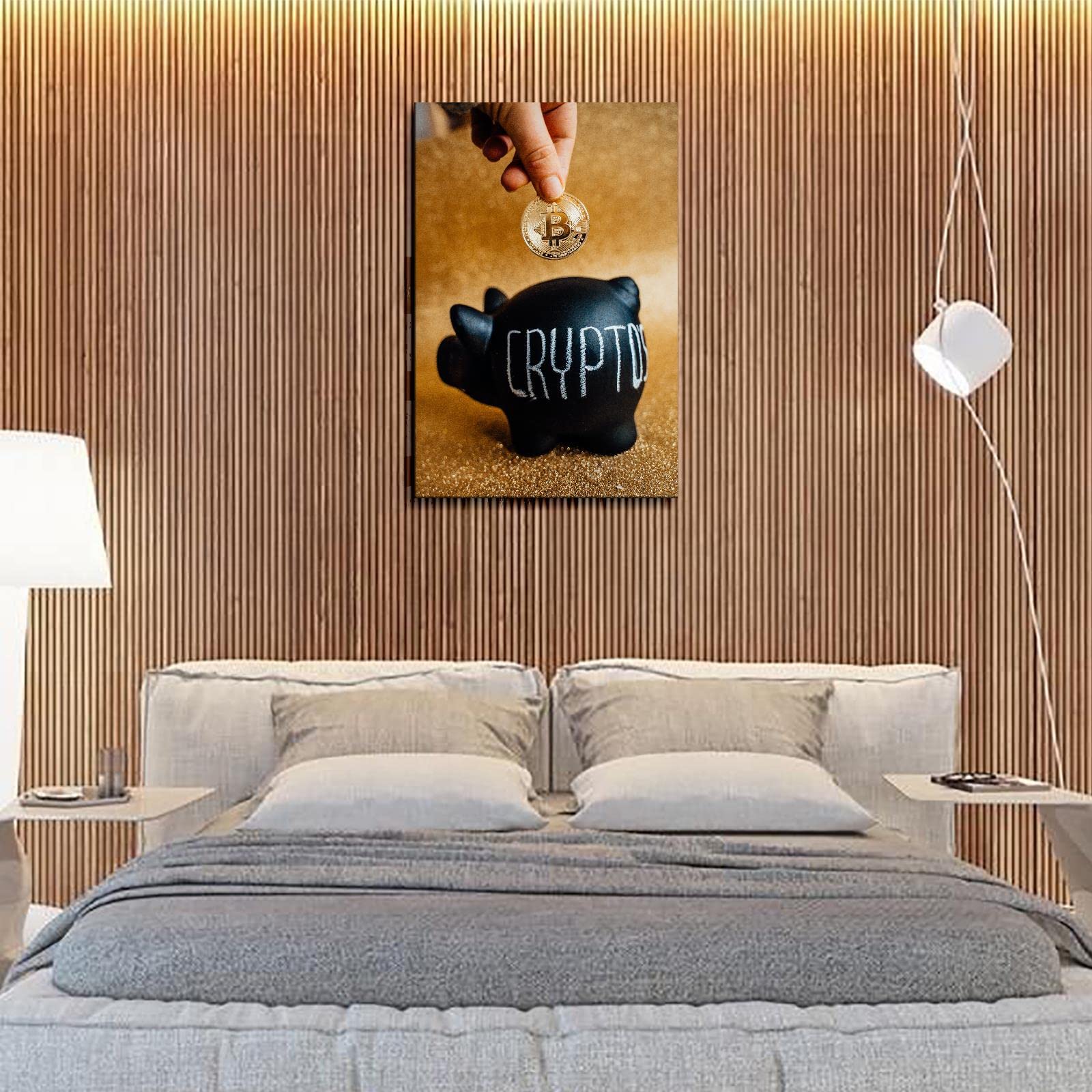 Bitcoin Wall Art Impression sur toile pour la maison Lot de 1 décoration  avec cadre 45,7 x 30,5 cm : Amazon.fr: Cuisine et Maison