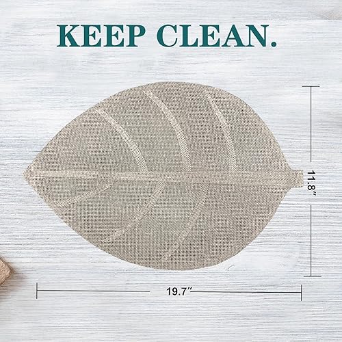 Miniatura 2 de ANDSTAR Juego de 6 manteles individuales de plantas naturales, diseño rústico, vintage, creativo, con forma de hoja, antideslizantes, resistentes al