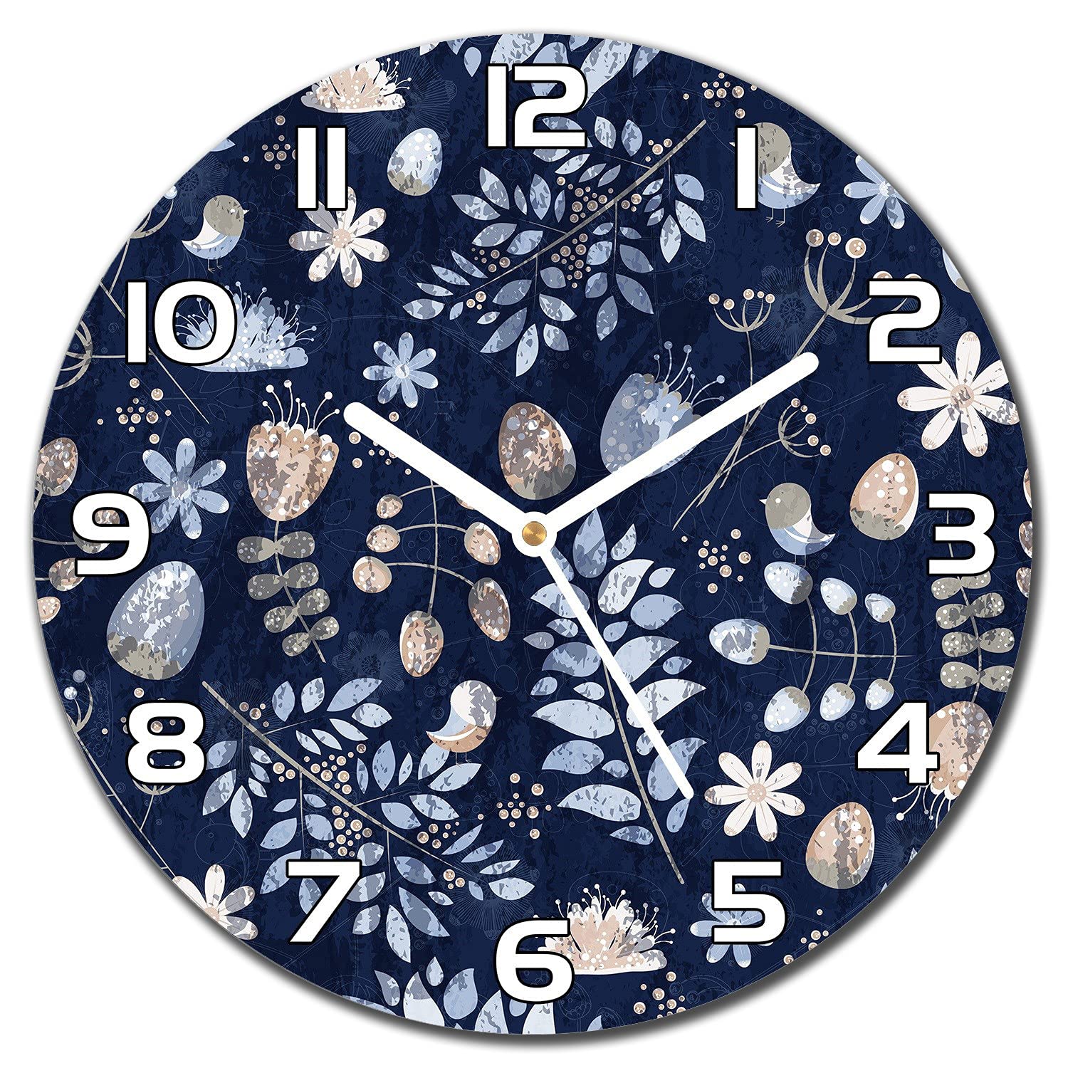 Horloge en Verre Murale Cuisine Salon Moderne Design Fleurs d'hiver Scandinaves 30cm
