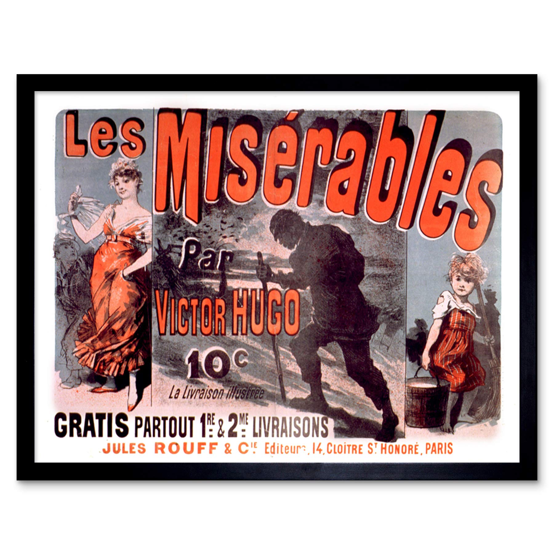 B&Q -  Cheret Hugo Les Miserables Cosette Advert 12X16" Framed Wall Art Print