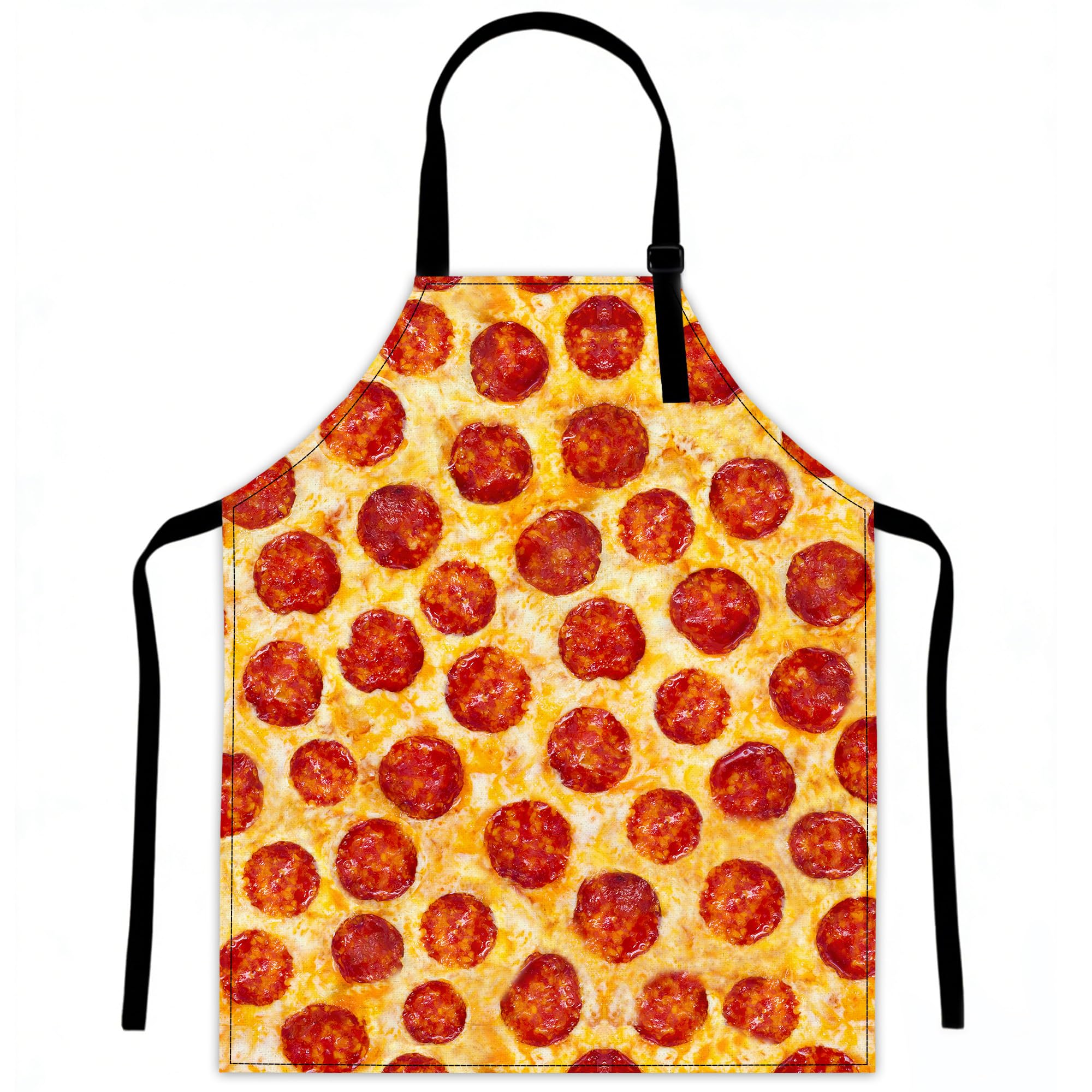 LQEBUY Kitchen Aprons Adjustable Pepperoni Pizza Cooking Apron Bib for Women Men Chef Cooking Baking Gardening