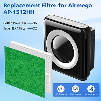 Airmega AP-1512HH フィルター Coway Airmega 1512HH 空気清浄機用 交換用 | HEPA2個と花粉フィルター6個。Airmega AP-1512HH & Airmega200M交換用フィルターに対応。