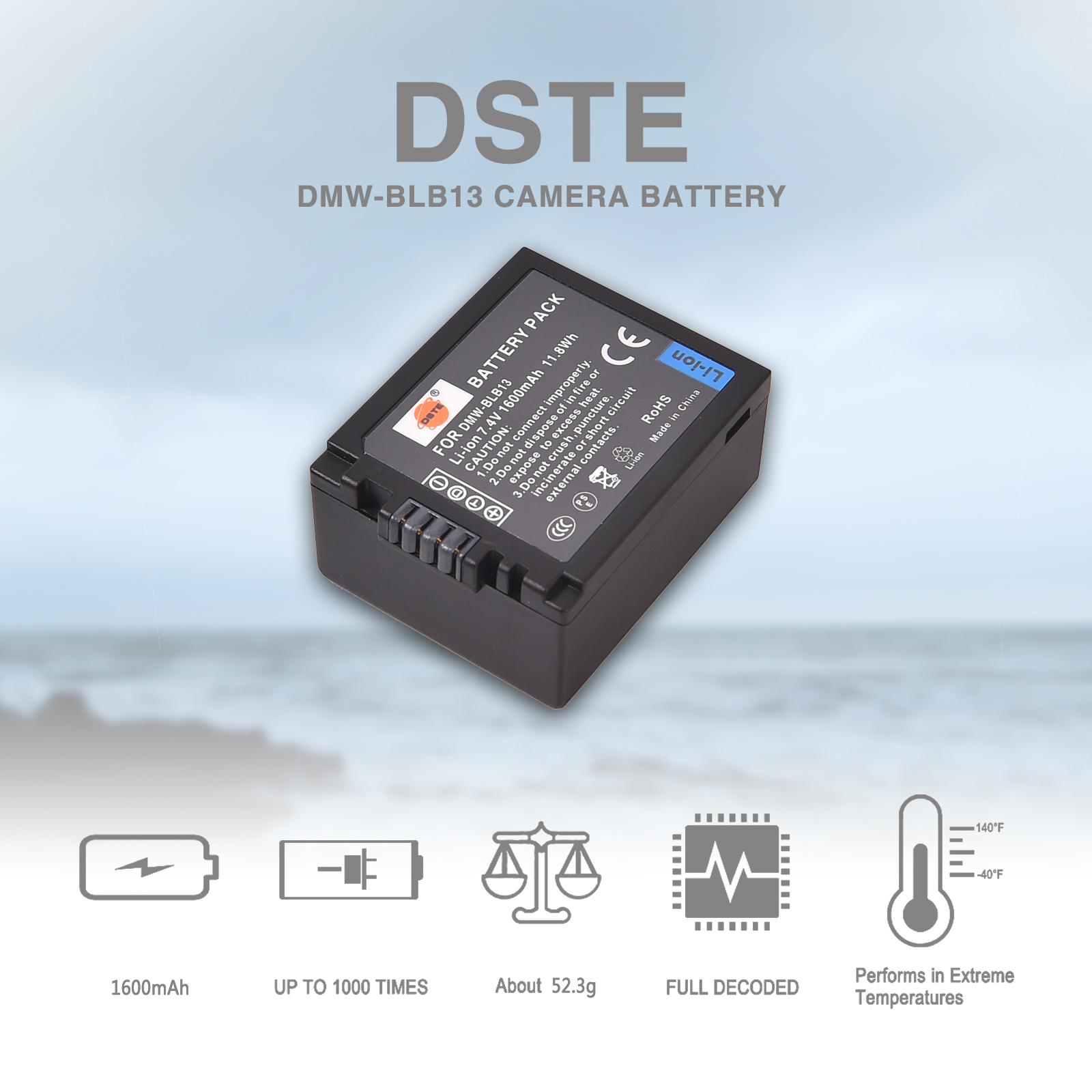 Batteria DMW-BLB13 Compatibile con Panasonic Lumix DMC-G1, G10, GF1, GH1 Batteria DMW-BLB13 Compatibile con Panasonic Lumix DMC-G1, G10, GF1, GH1