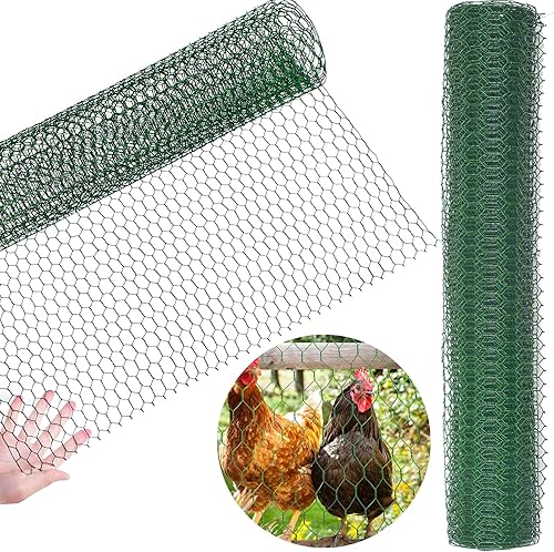 SATINIOR 2 hojas de red de alambre de pollo para trabajos artesanales, malla de alambre hexagonal galvanizada (verde, 13.7 x 80 pulgadas)