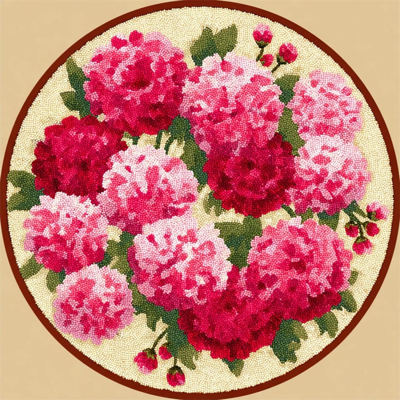 Kitquiver Rug Making Kit for Adults Pink Carnations 50x50cm