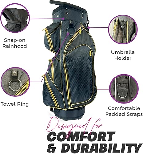 Miniatura 4 de Taboo Fashions Monaco Collection 14-Way Ladies Golf Bag - Lightweight Womens Golf Cart Bag with Insulated Cooler Pocket, Rain Hood & More - Golf