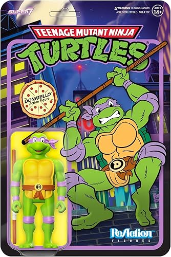 Super7 Teenage Mutant Ninja Turtles Donatello - Figura de acción TMNT de 3.75 pulgadas con accesorios, coleccionables clásicos de dibujos animados y
