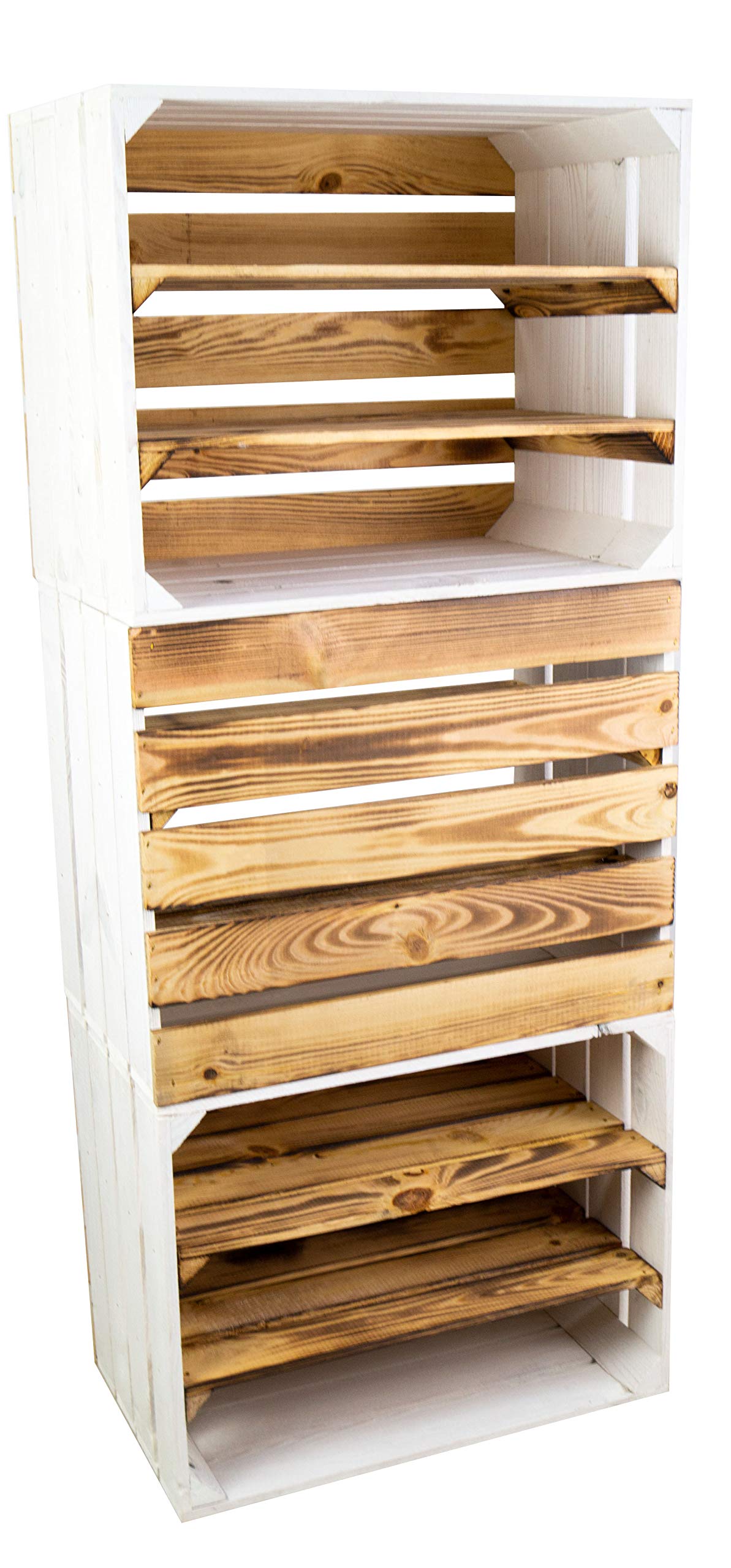 Kistenkolli Altes Land Shoe rack for 9 pairs of shoes TOSCA 68x40x30 cm shoe cabinet wooden box (white flamed