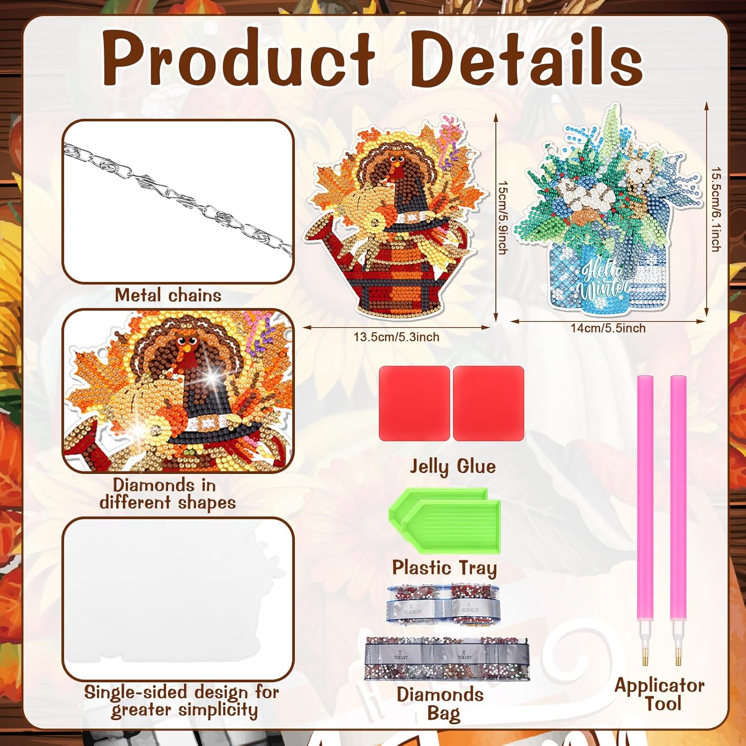 GlikCeil 12 Pcs Seasonal Flowers Diamond Art Wreath Kits Flower Mason Jar Diamond Painting Hanging Signs 5d DIY Holiday Ornaments for Wall Door Decor