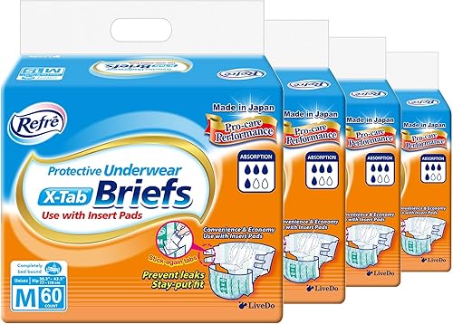 LivDry Calzoncillos para incontinencia, protección contra fugas, comodidad transpirable con pestañas, talla M, 60 unidades