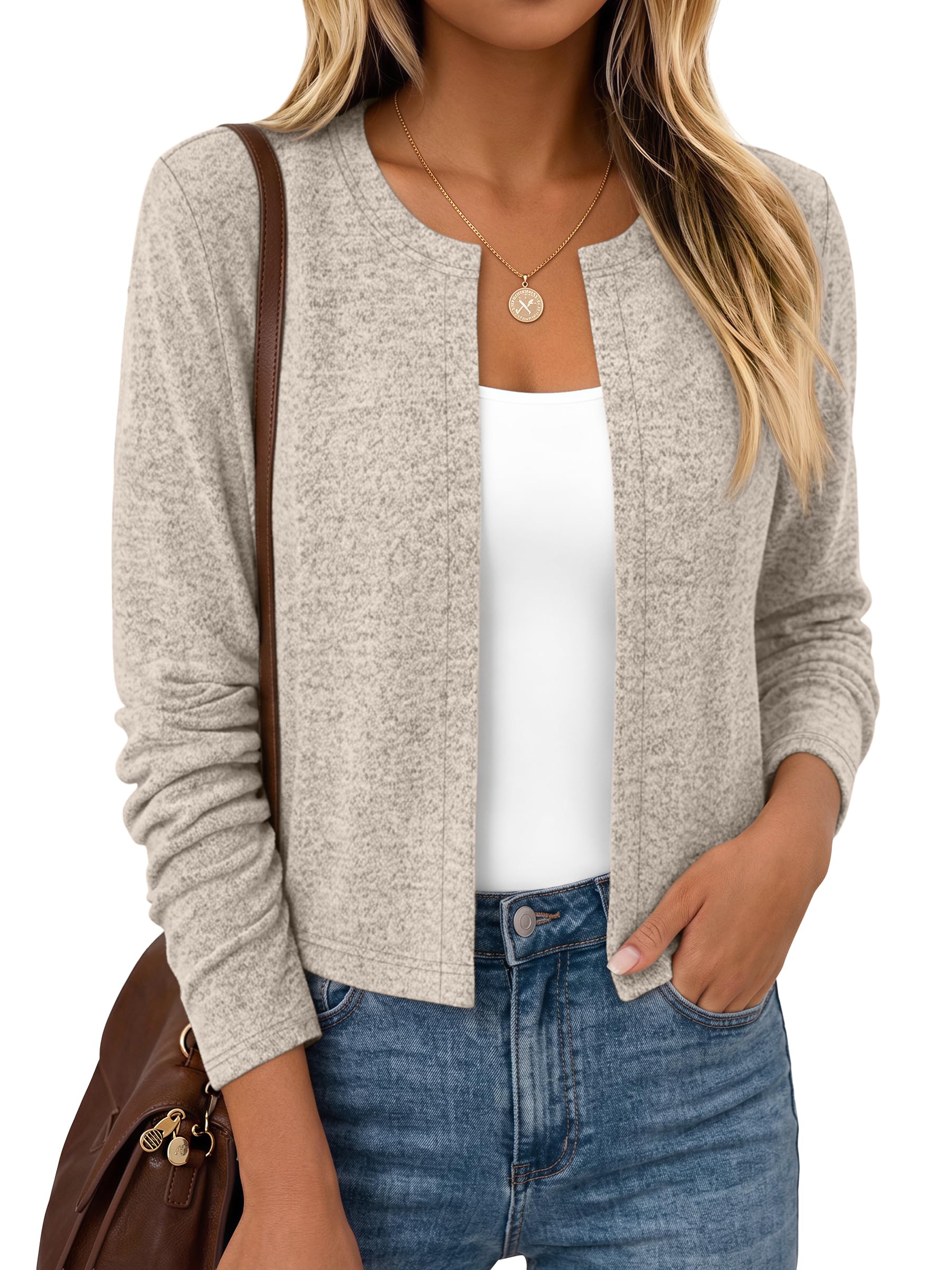 LILLUSORY Cardigan Sweaters for Women Lightweight Cropped Fall Cardigans | Open Front Cardigan Business Casual Outfits Office Clothes Travel Fashion