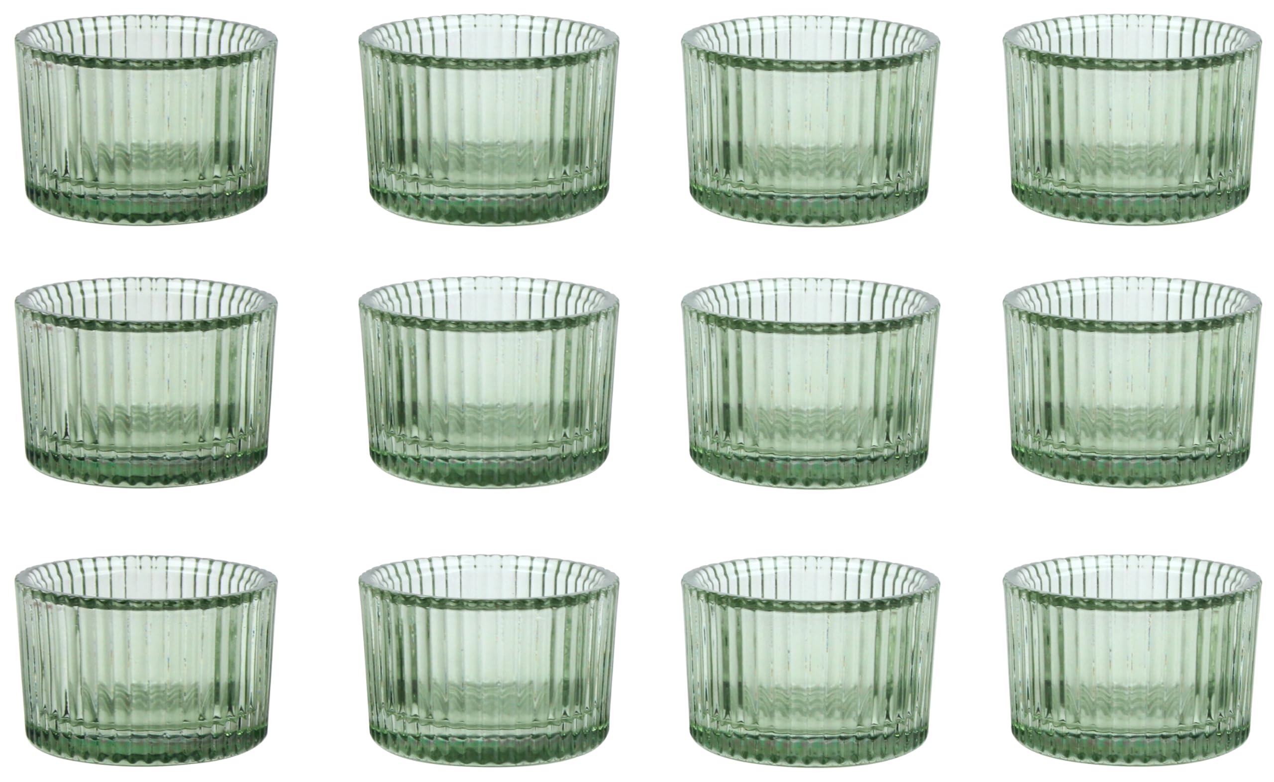 HofferRuffer Tealight Candle Holders 12pcs,Glass Candle Holders for Dinner.Wedding,Party, Christmas,Livingroom,Gifts(Green) - Image 2