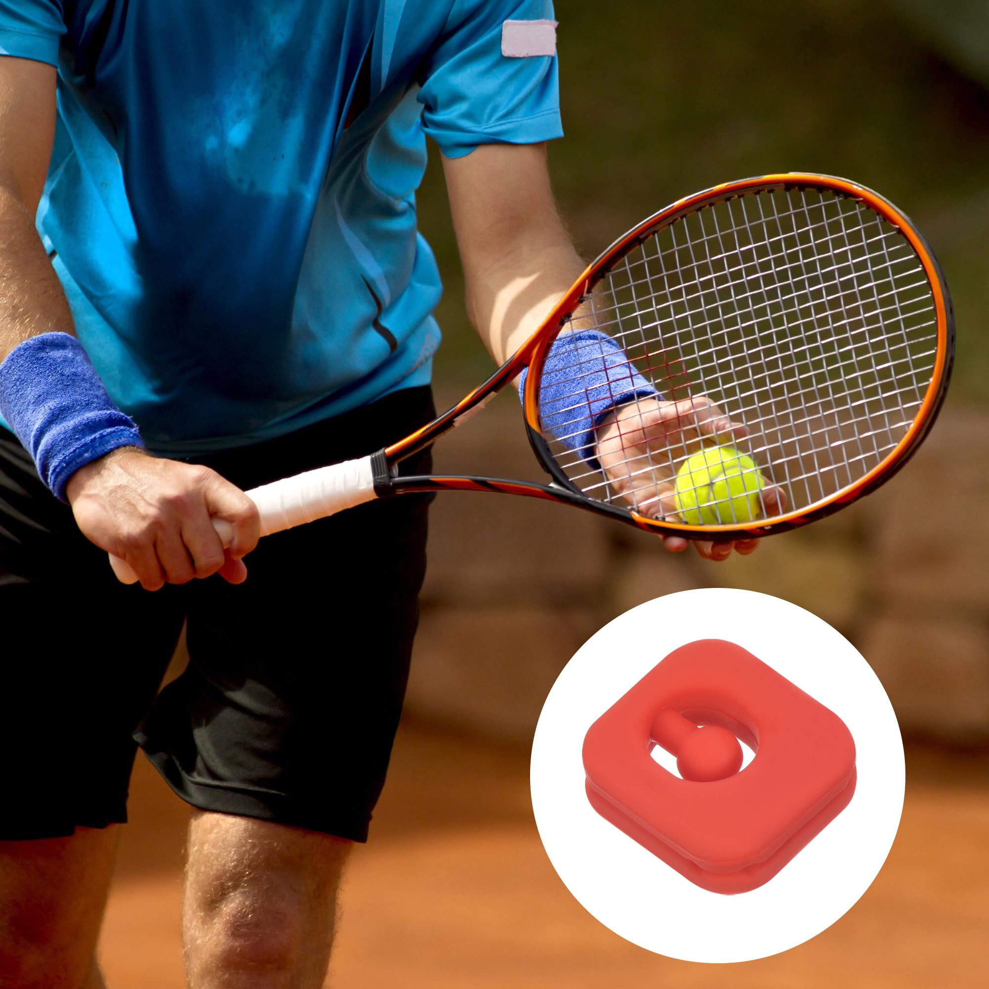 M METERXITY 4 Pack Tennis Vibration Dampener - Square Shock Absorber, Silicone Racket String Damping, Apply to Tennis Racket (2.2cm, Red)