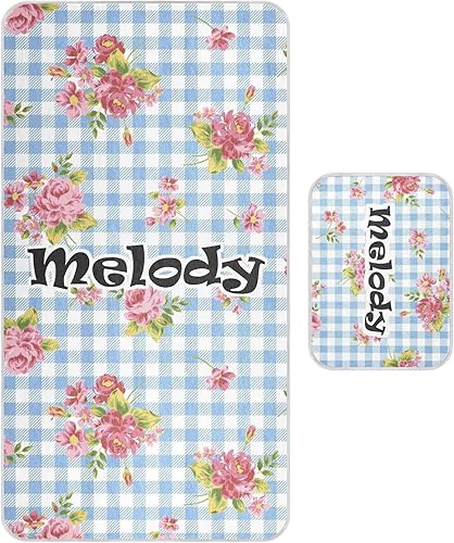 Protector de colchón personalizado de rosas y flores a cuadros para cuna, para niños y niñas, tapete de seda de hielo, colchón, colchón refrescante