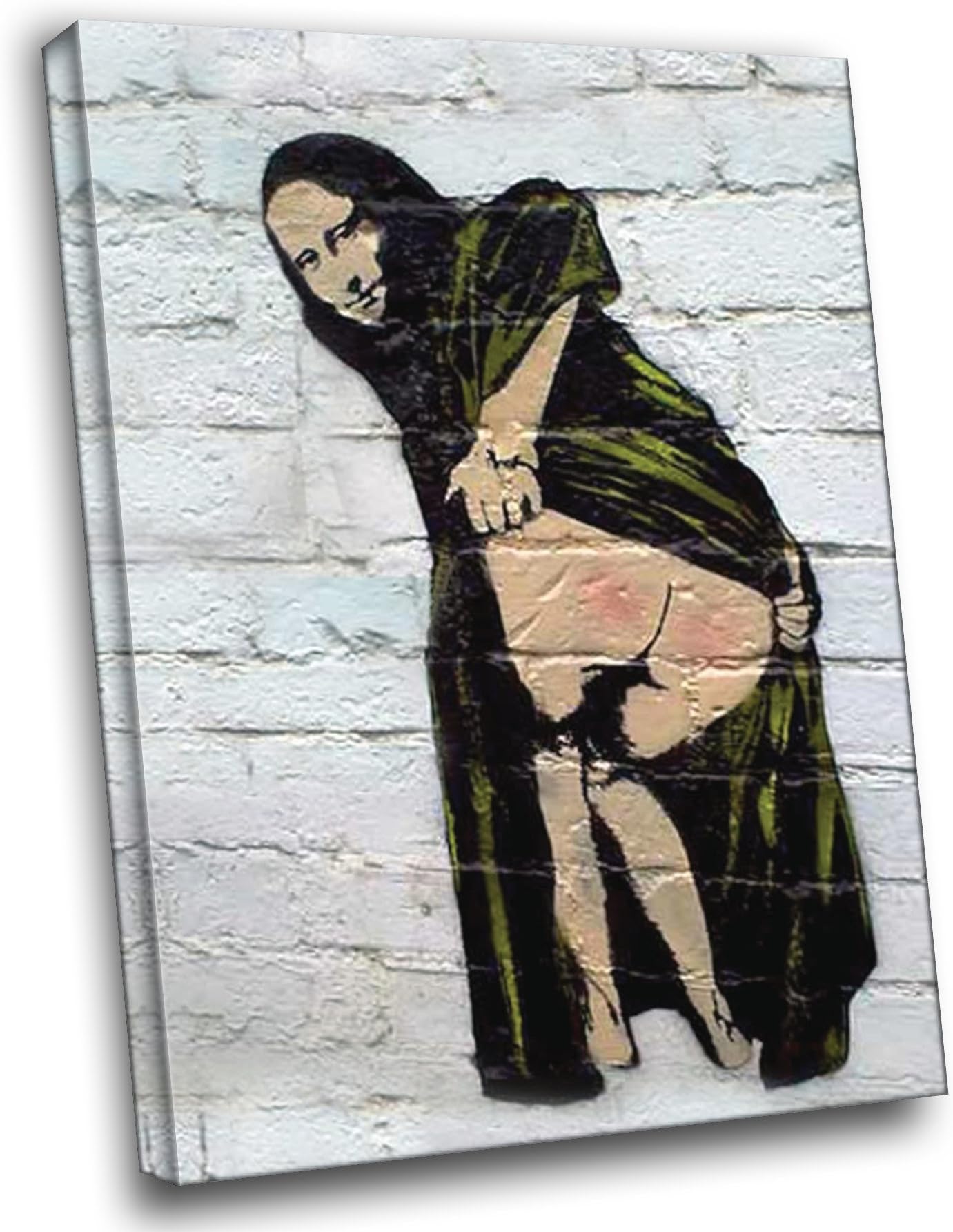 Banksy Street Graffiti Mona Lisa Mooning Picture Gallery Stretched HD Canvas Wall Art