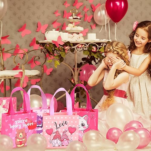 Miniatura 6 de Capoda 48 bolsas de regalo de San Valentín, bolsas reutilizables con asas, bolsas de regalo no tejidas, bolsas de regalo de San Valentín para niños,