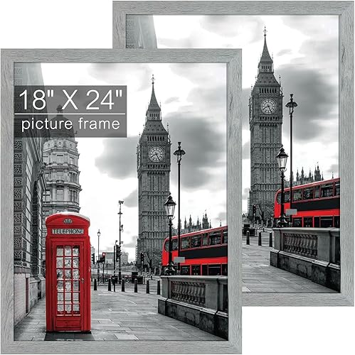 Golden State Art, Marco de fotos de 18 x 24 pulgadas, moldeado ancho, estilo rústico de grano de madera, ganchos traseros para exhibición de pared, disponible en Yaxa Peru