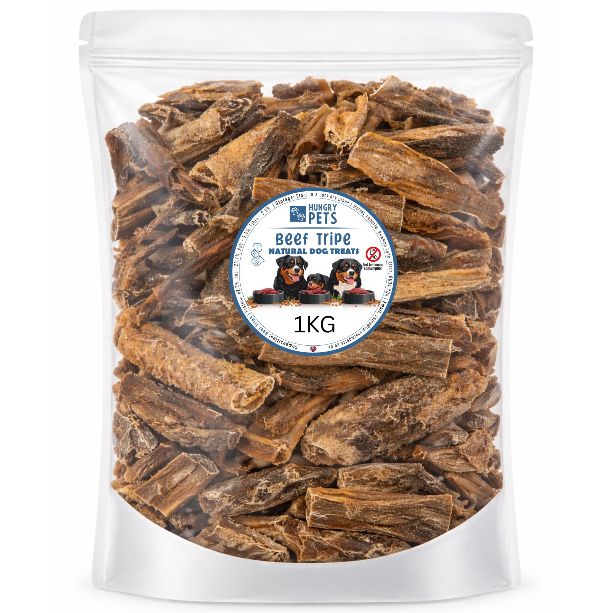Hungry Pets Beef Tripe, Natural Dog Treat (1kg)