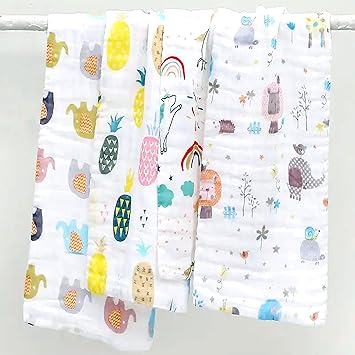 MOM CARE Muslin Baby Bath Towel Cotton Super Soft Bathing Towels for Newborn Highly Absorbent, Kids Boys and Girls (Pack of 1) White Size 50 x 100 cm - image, photos