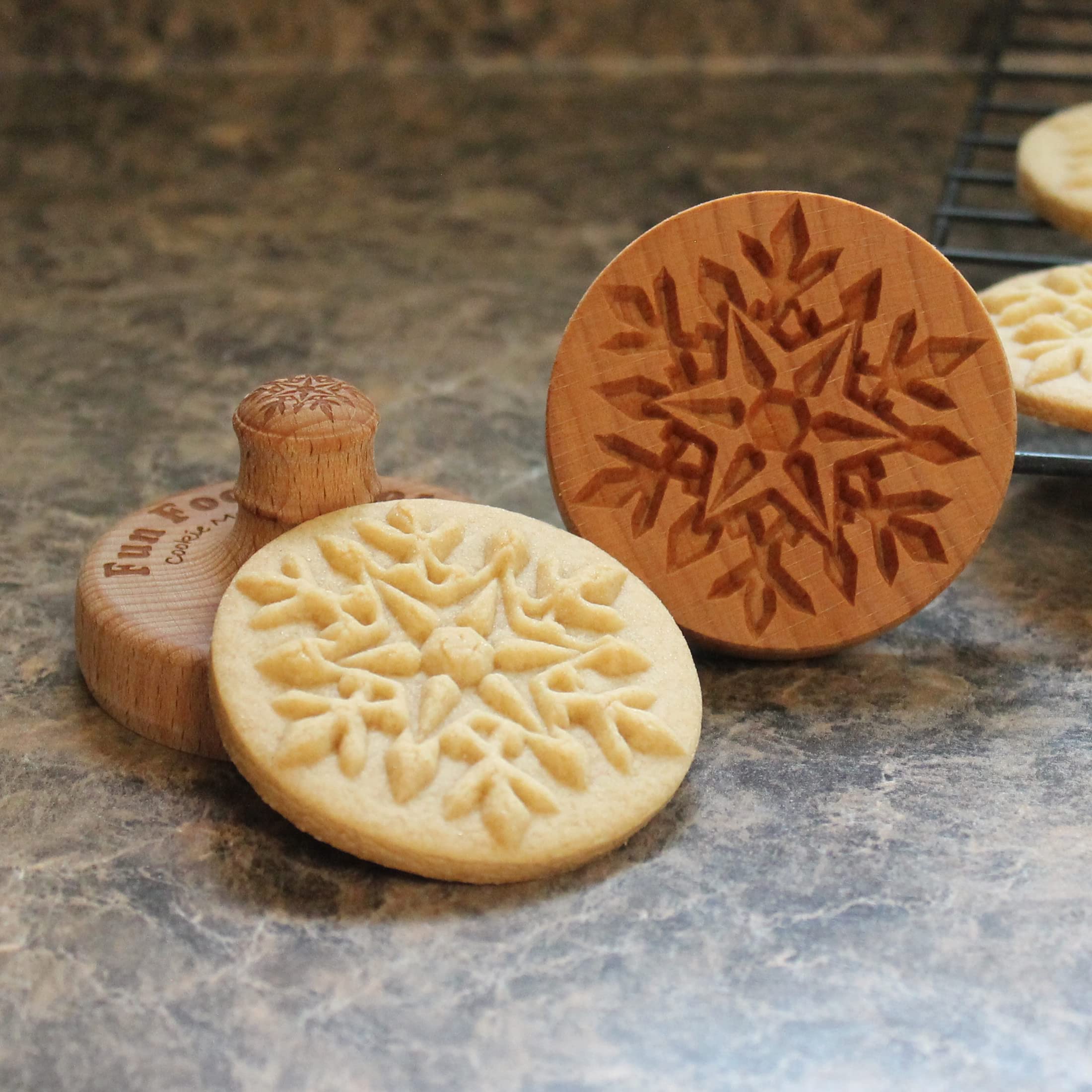 Sello de madera de la galleta, 2.5 pulgadas (copo de nieve CS-017)