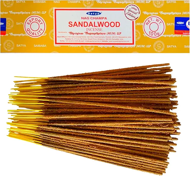 LAMARE Satya Sandalwood Incense Sticks - 100g Pack (80-90 Sticks) for Aromatherapy & Yoga