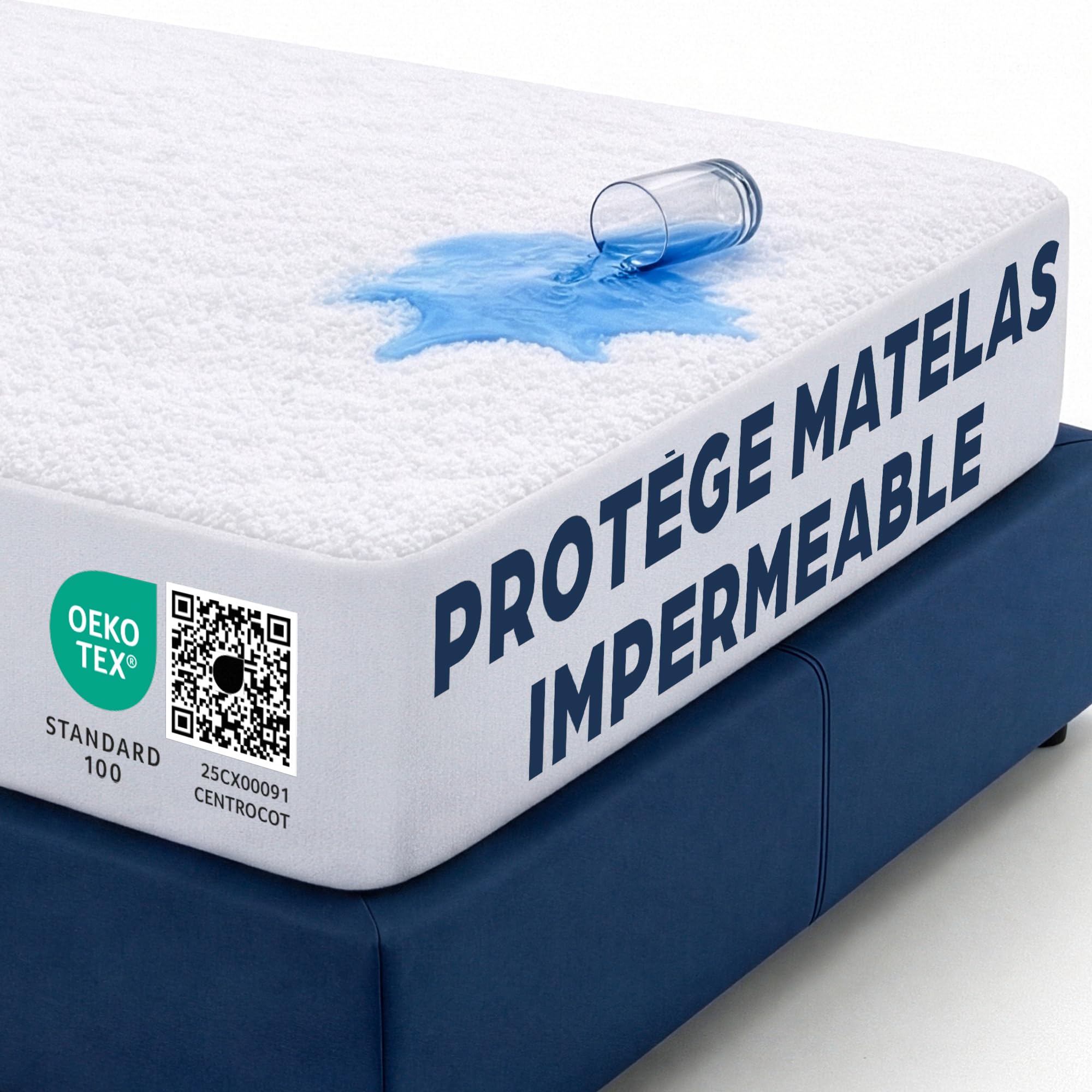 Protège matelas 200x200 cm lavable en machine parfait pour le lit parental