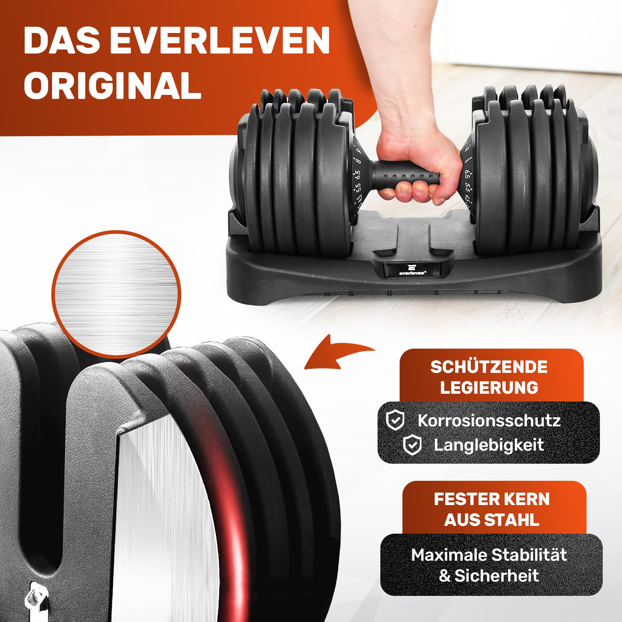 Mancuerna Regulable Set | 12kg |18kg | 24kg | 40kg | 15 Ajustes de Peso | Pesa Individual | Mancuerna Ajustable | regulable y compacta [FIX LOCK] Pesas para Gimnasio en Casa Musculación