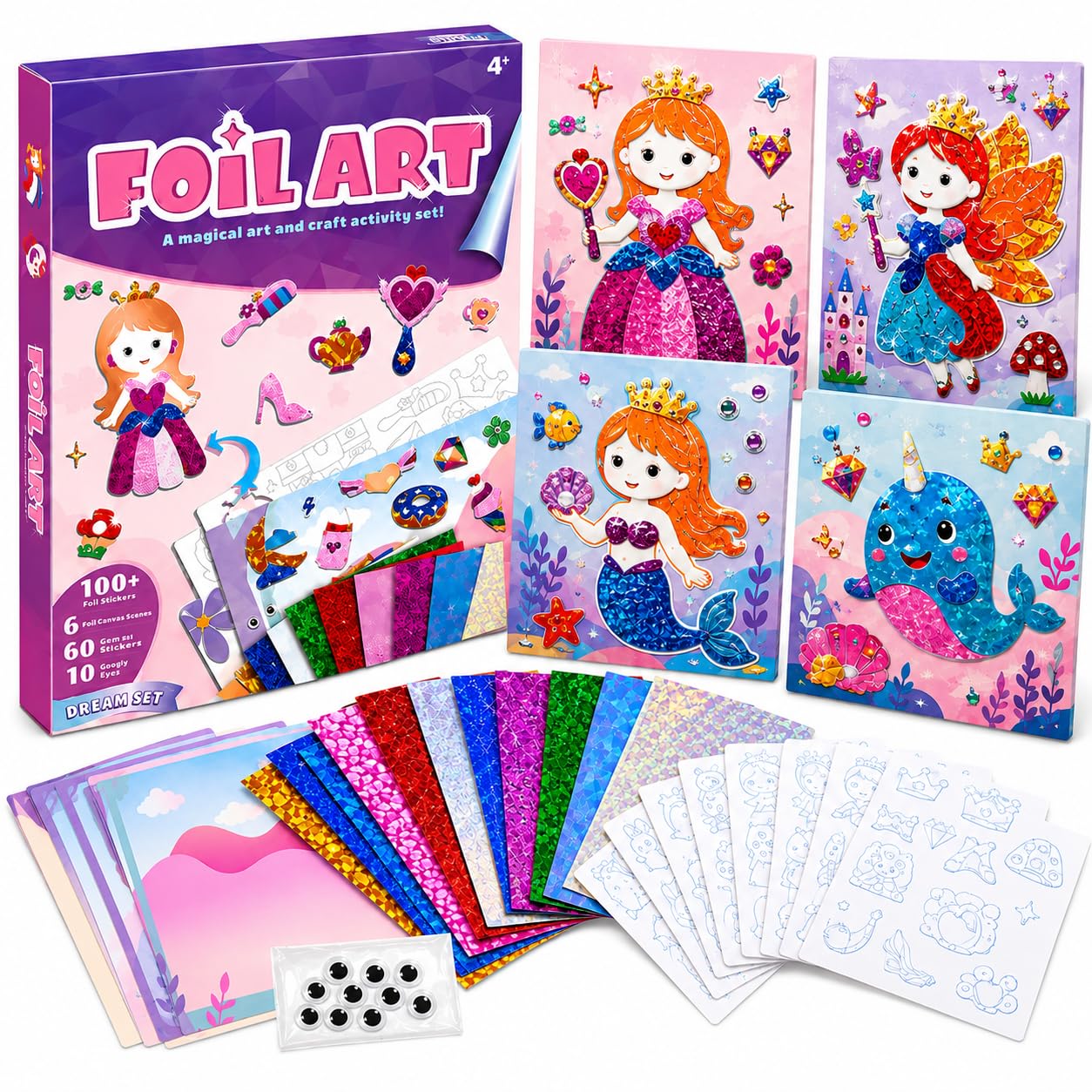 Vaeneral Foil Art Craft Kit for Kids Ages 4-10, Magical Sticker Activity