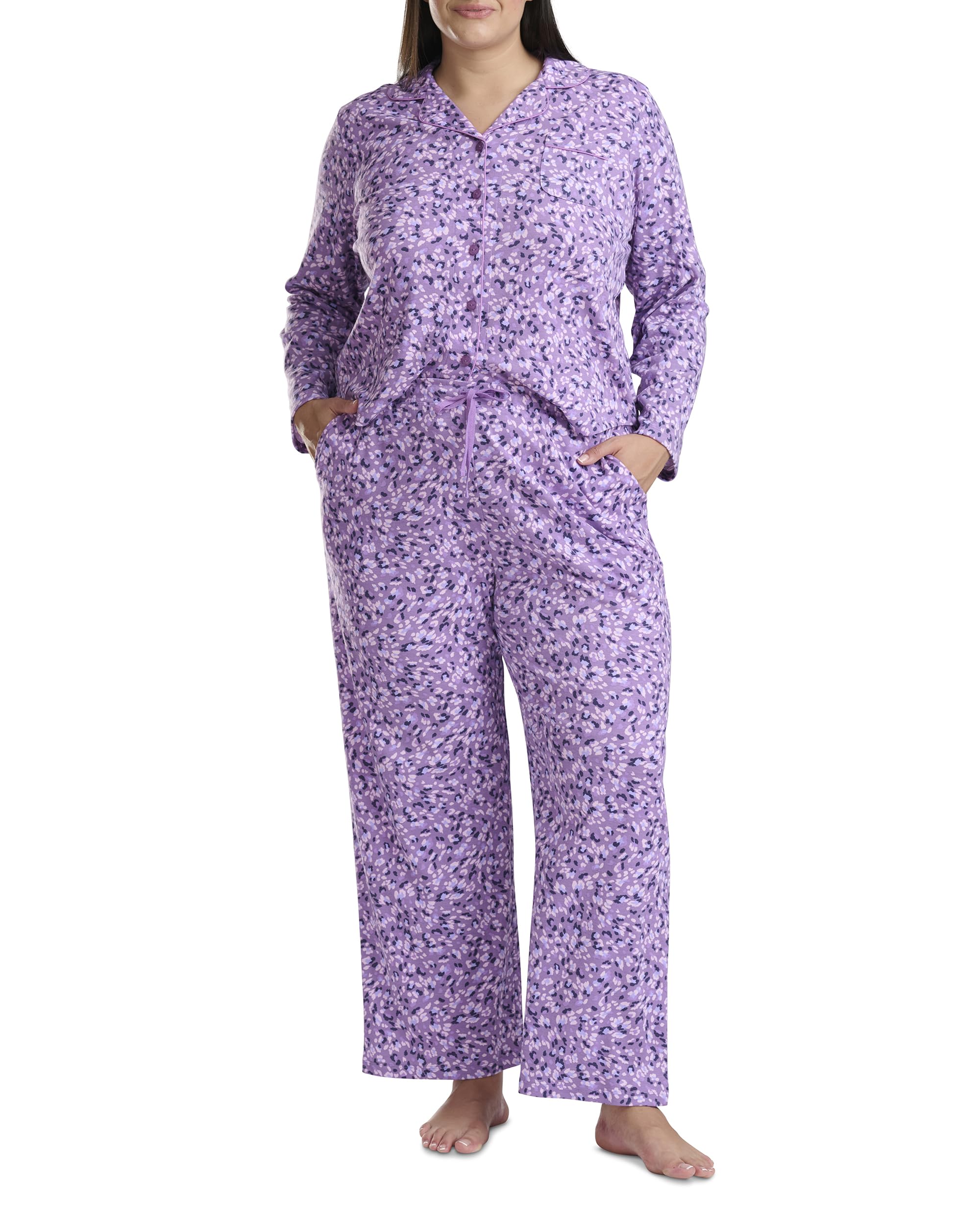 Karen Neuburger Damen [Plus Size] Long Sleeve Girlfriend Pajama Set Pyjamaset (2er Pack)