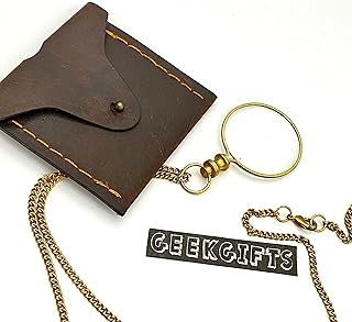 Retro Magnifying Glass with Leather Box - Pocket Magnifying Glass - Steampunk Retro Gift - Pocket Monocle - Loupe Magnifier